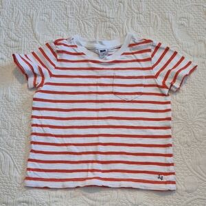 Janie and Jack boys 2T white with orange stripe short sleeve shirt VGUC